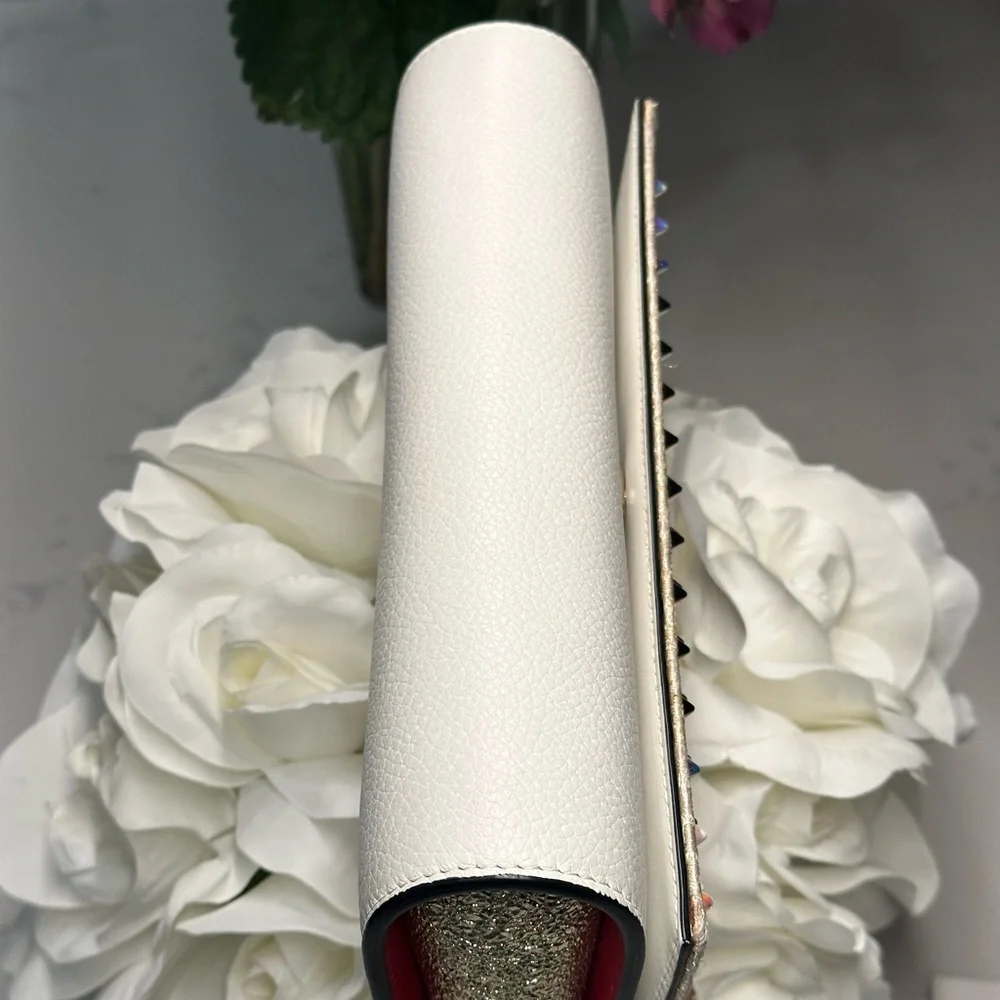 Christian Louboutin Paloma Silver and Gold Studded Clutch Shoulder Bag